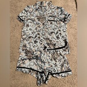 Victorias Secret Floral Satin Pajama Set
